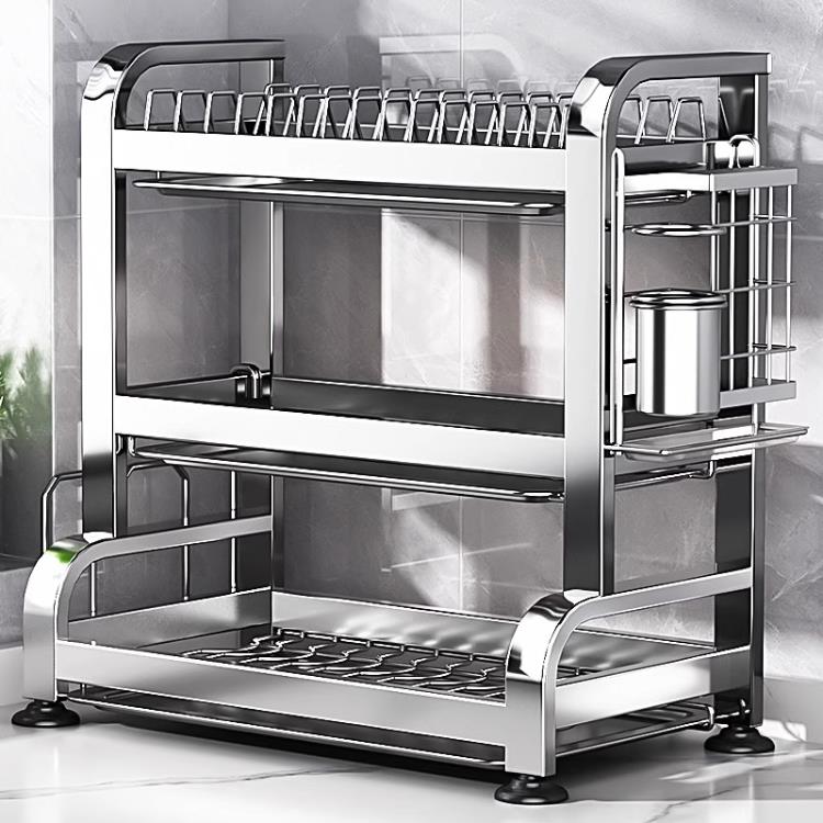 德国304不锈钢厨房置物架台面多功能碗盘沥水架碗柜碗碟收纳架