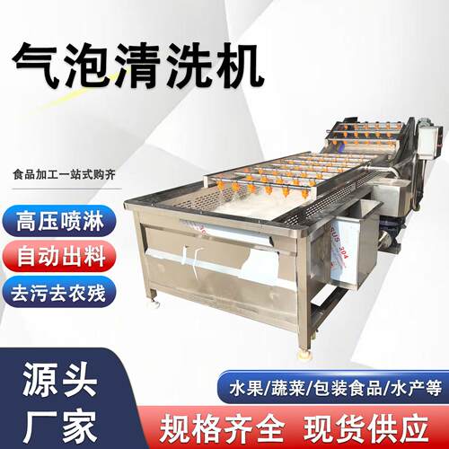 商用气泡清洗机大型瓜果肉类龙虾海产品果蔬洗菜机解冻机流水线