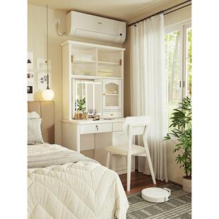 实木梳妆台书桌一体二合一小户型卧室化妆桌简约2025新款隐藏镜子