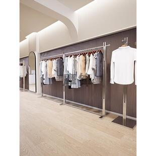 服装店不锈钢展示架落地式中岛陈列架工业风男女装店挂衣架子中古
