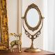 覆古家居铜镜化妆镜欧式 化妆镜工艺摆饰高级感 轻奢雕花黄铜台式