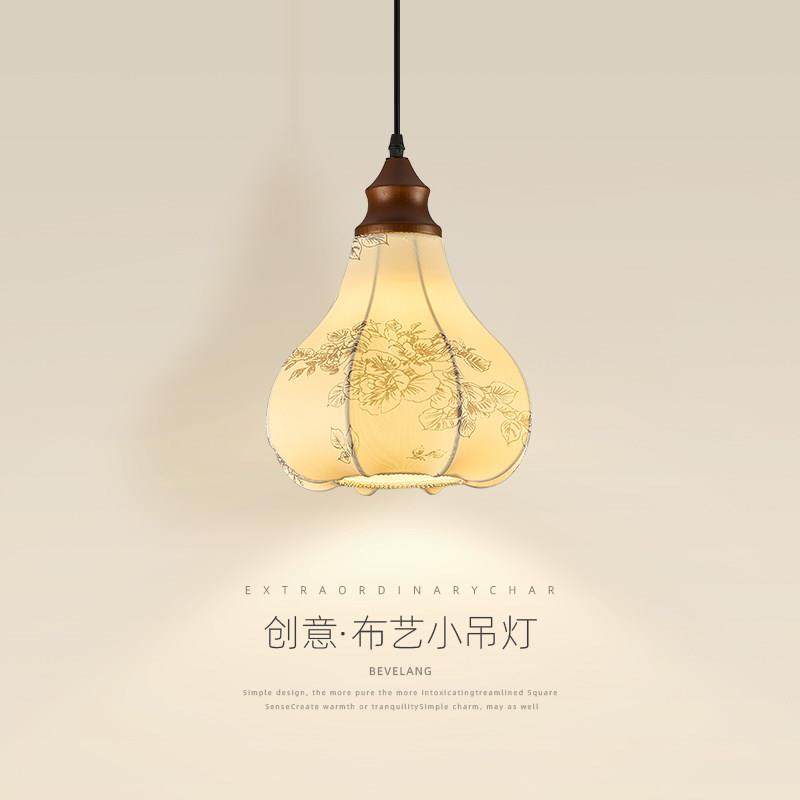 卧室床头灯法式复古南洋风布艺个性印花主卧房间背景墙中古风吊灯,家装灯饰光源,床头/玄关/吧台/过道吊灯,淘宝优惠券,粉丝福利购,淘宝优惠卷