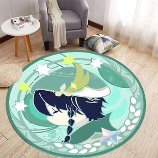 二维地毯源心冲击圆形卧室地毯女孩 房间可爱1米小圆形地板垫子