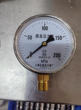 Ye-100 160Kpa250Kpa300Kpa膜箱气压微帕千帕压力表上海正宝