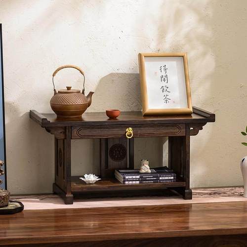 神台供桌小条案家用佛像财神爷摆放架菩萨加高底座桌面微型小贡桌