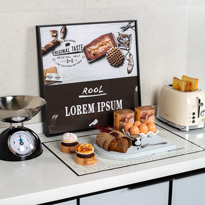 样板间厨房彷真假食物道具面包机台秤砧板装饰画烘焙主题装饰摆件