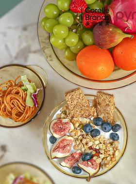 Pyrex康宁百丽餐具双耳碗琥珀色玻璃碗耐高温家用高档防烫米饭碗