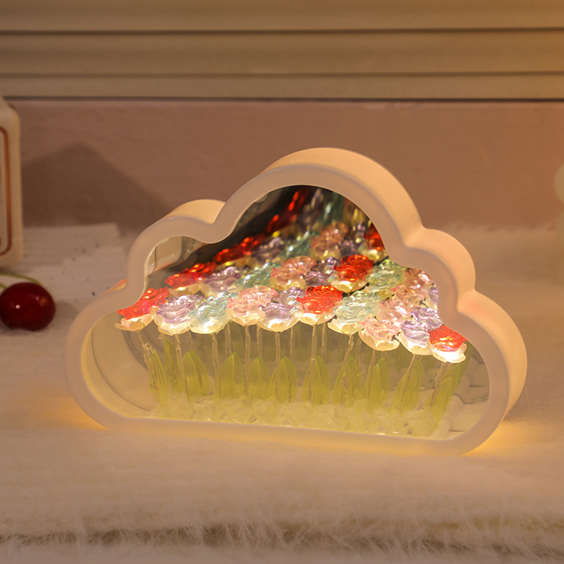 花海云朵玫瑰花小夜燈擺件