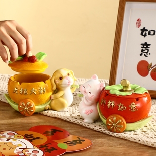 可爱小狗小猫烟灰缸摆件大吉大利客厅办公室桌面装饰男友生日礼物