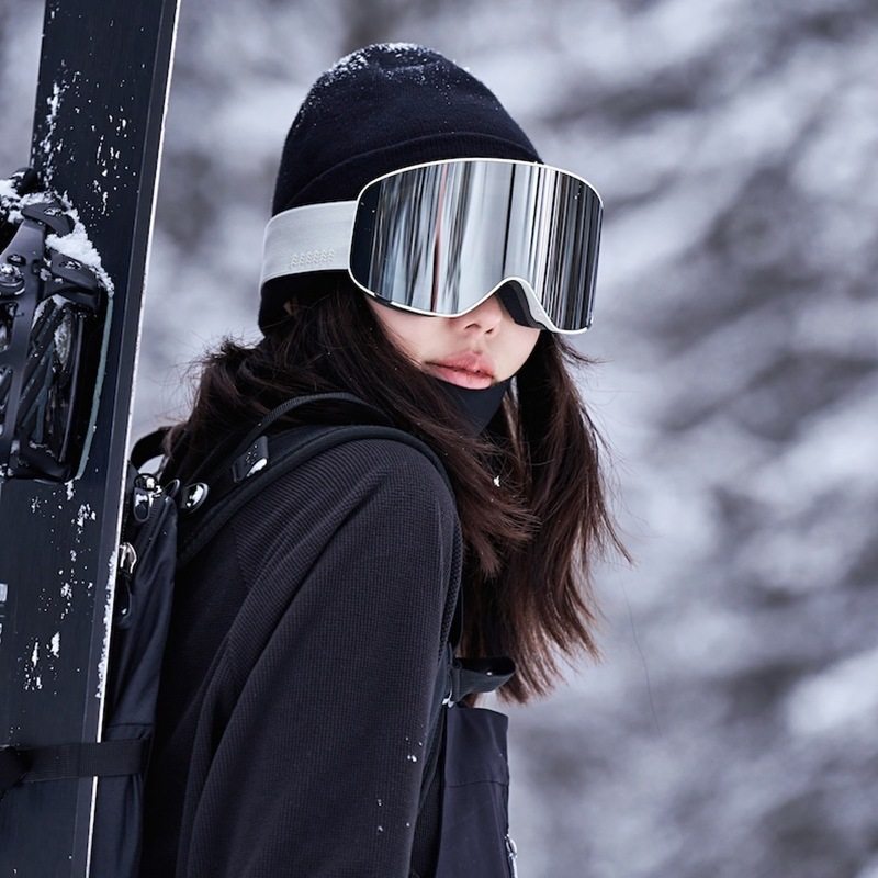 双层防雾冬季登山滑雪镜骑行防护防风护目镜磁吸翻盖户外运动墨镜