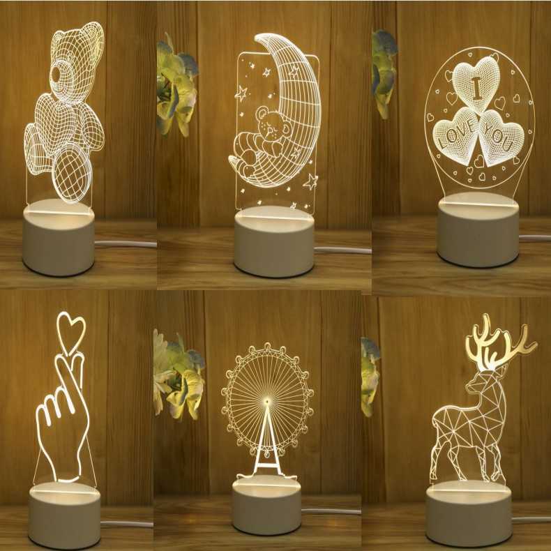创意3D小夜灯节日学生毕业礼品公司儿童卡通LOGO生日礼物台灯