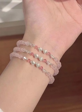 「蜜桃汽水」甜美蝴蝶结串珠手链女ins小众新款轻奢简约闺蜜手饰