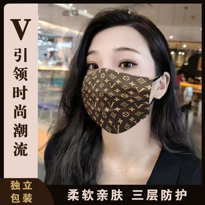 一次性口罩潮牌网红同款印花格子时尚口罩独立包装高颜值男女