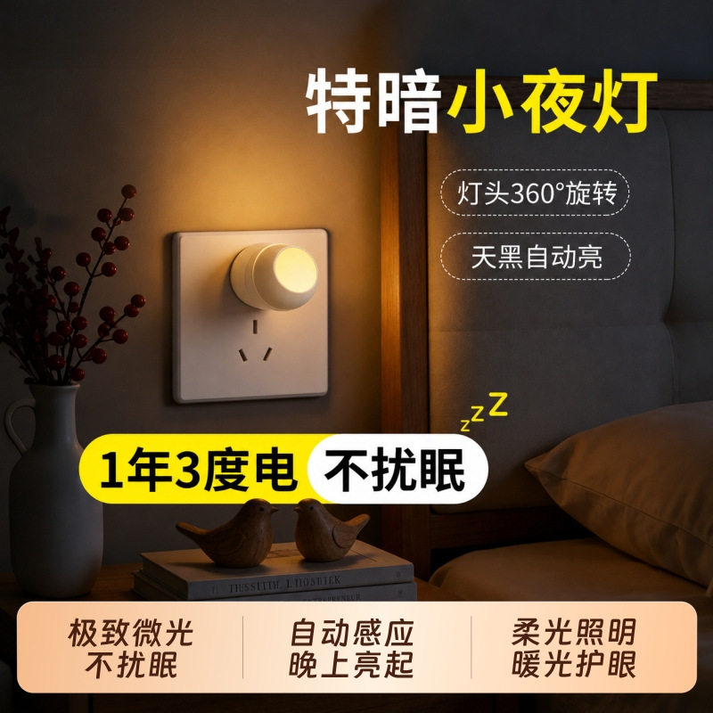 节能LED小夜灯卧室睡眠灯|光控