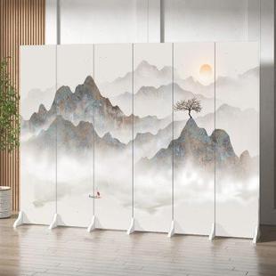 屏风隔断客厅玄关房间遮挡入户简约布艺移动家用折叠座屏 新中式