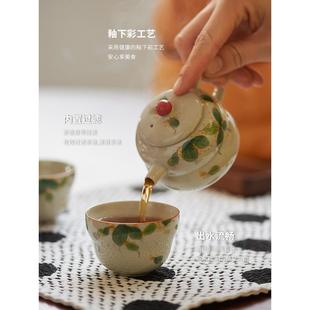 泡茶套装 手绘陶瓷茶壶茶杯家用便携式 高颜值下午茶茶具釉下彩