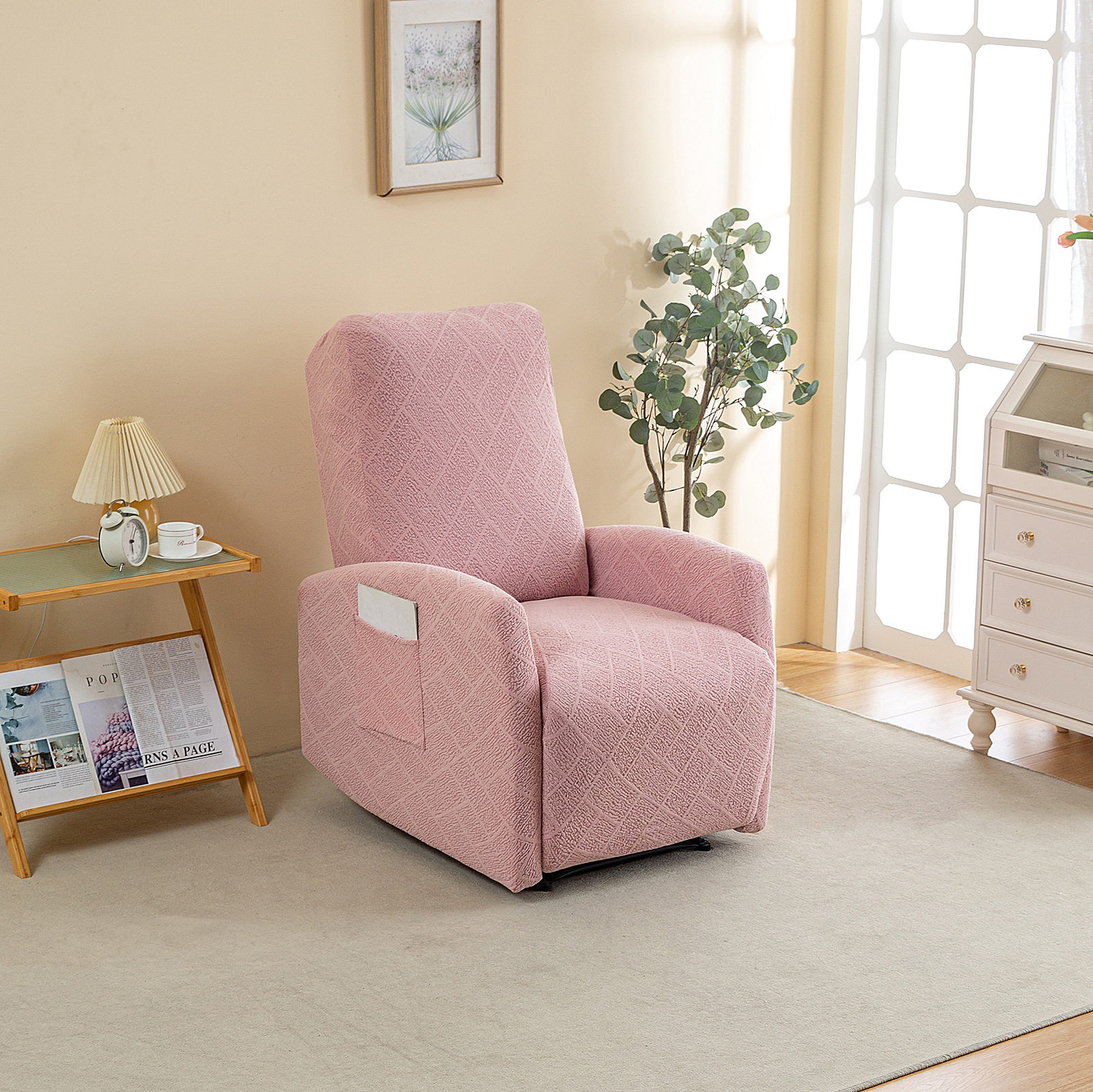 跨境加厚提花弹力分体全包按摩沙发套功能太空舱单人休闲躺椅套罩