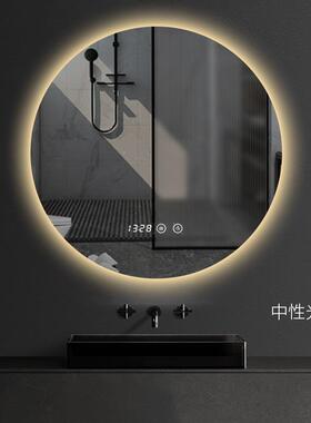 圆镜卫浴XWT生间壁挂圆浴室镜led室镜梳妆挂镜墙试智能镜防雾圆形