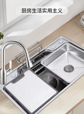 34002水槽日式大单槽不锈钢水槽上台下中盆洗碗槽0家用洗菜池批