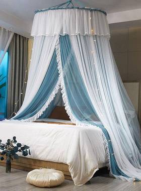 新米款公主风1.5吊顶蚊帐圆顶1.8m床JRI装吊帐落地用1.2米免安家2
