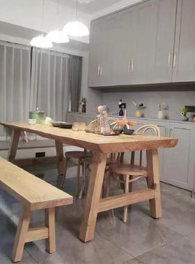 餐RWC桌家用小户型吃日饭桌原木长方形桌式饭实木简约风大板桌办