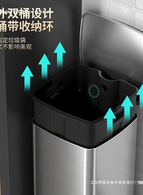 厨房踏垃圾桶用669M99J7新款不轻锈钢脚式家大号客厅带盖奢大容量