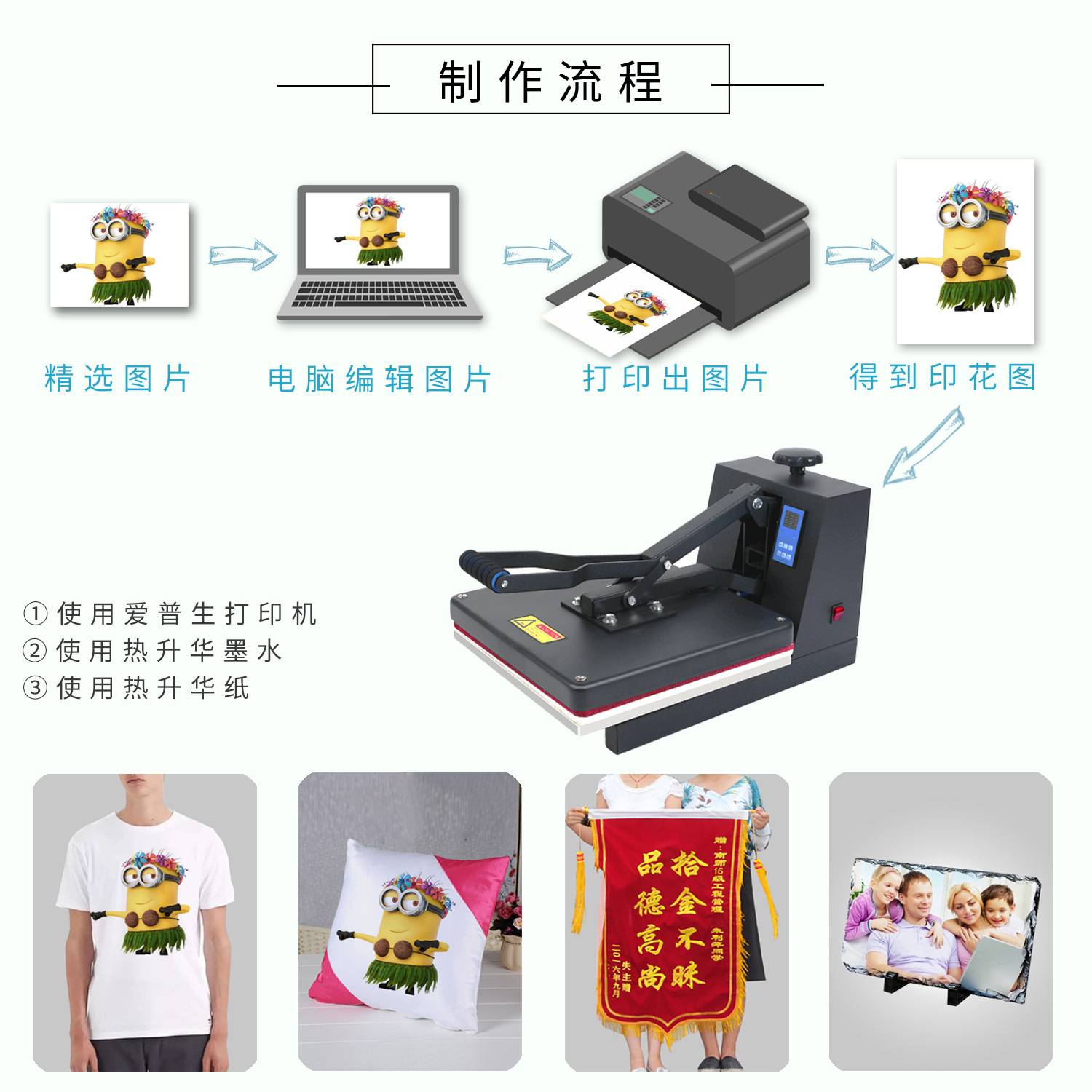 38*38平板烫画机手动压烫热转印烫画机器锦旗烫钻T恤印图衣服烫印
