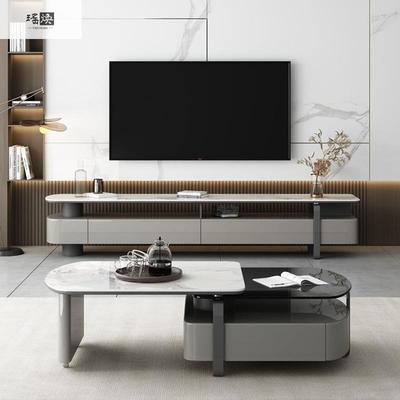 新款DVG简约现代岩玻板茶几厅电视柜组客合家用轻奢网红小户型璃