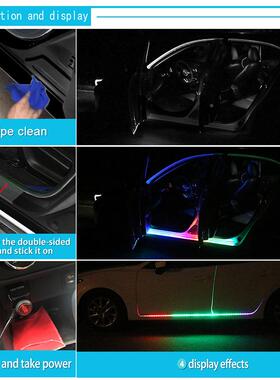 汽车宾LED车门灯灯七彩流光跑马侧门TJI迎流水转向灯氛围改装饰灯