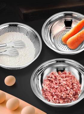 筛伯尔尼厨房家用不锈钢米套沥水器多用BENS-392盆面斯包夹四件套