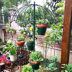 店饰摆件美式 台花装 铁艺家居创物意雨伞花架落ROL阳地植花架摆设