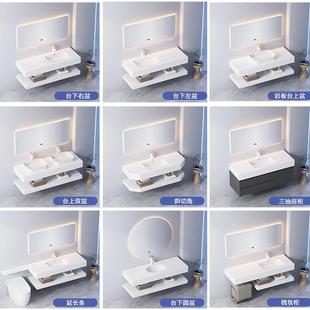 小户型智能镜组合酒店卫生柜间体133无缝洗漱板台岩陶瓷一盆浴室
