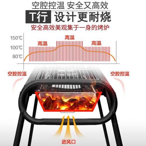 烧烤炉不锈钢烧烤加架SKL-5子便携式碳烤炉折家用户木炭叠烧烤炉