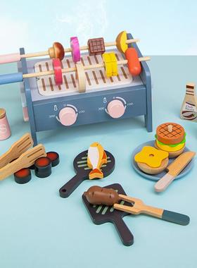 儿童过家家仿煮OJI真趣味烧烤多功能厨房架做菜小灶台餐饭厨玩具