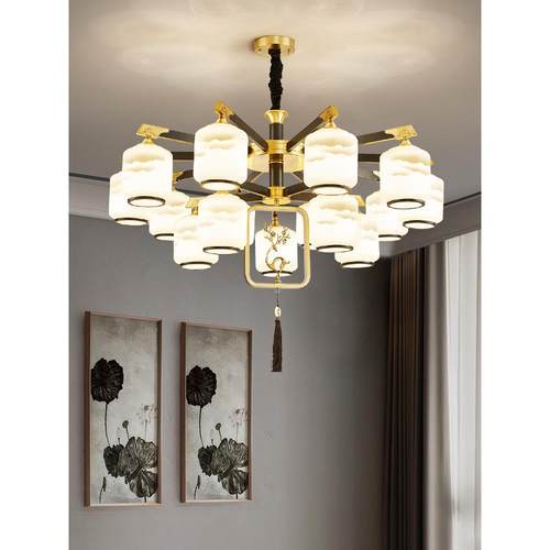 朝下全铜新中中式国客厅吊现代式大气中风2025灯新款餐厅别SJM墅