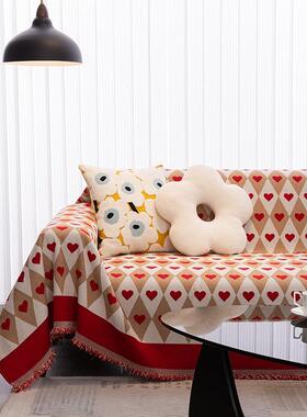 红色爱QA78心代款沙发防盖布简约四现加厚沙发巾季通用猫抓沙发毯