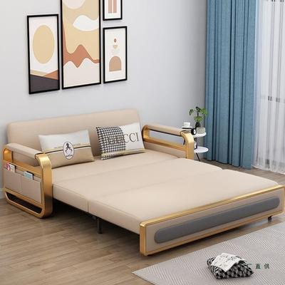 沙床两用轻科技布发可折厅叠多功奢能客小户型伸缩推拉实木储9662