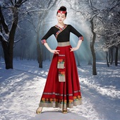 套装 藏族舞蹈演出服装 女成人广场舞新款 艺考练习民族跳舞半身裙子