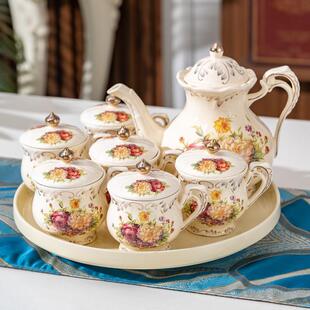 轻奢陶瓷水杯套装家用客厅水具带盖子耐高温茶壶杯子冷水壶茶具礼