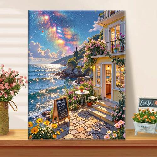 海边咖啡店5d钻石画满钻2025新款唯美风景贴画客厅手工diy粘贴砖