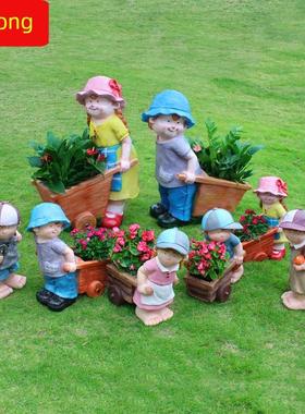 别墅庭院卡通娃娃花盆雕塑阳台花园可爱创意花盆饰品园林景观美化