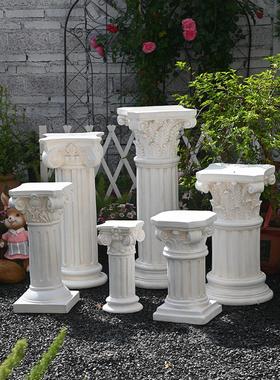 欧式复古罗马柱大摆件落地花园庭院装饰花盆底座婚庆路引拍照道具