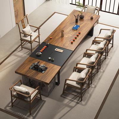 南美胡桃木大板茶桌椅组合2025新款高端实木办公室客厅茶台泡茶桌