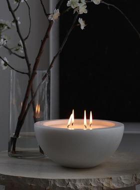 莉莉白蜡烛碗果盘天然大理石大号装饰品摆件客厅小众高级生日礼物