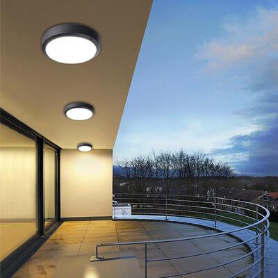 现代室外吸顶灯防水阳台灯防潮防虫过道灯户外圆形走廊大门灯led