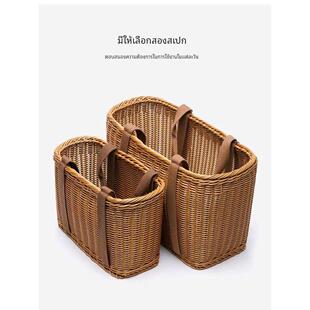 彷藤编购物买菜篮子户外野餐提篮春游采摘水果篮大容量藤编篮子