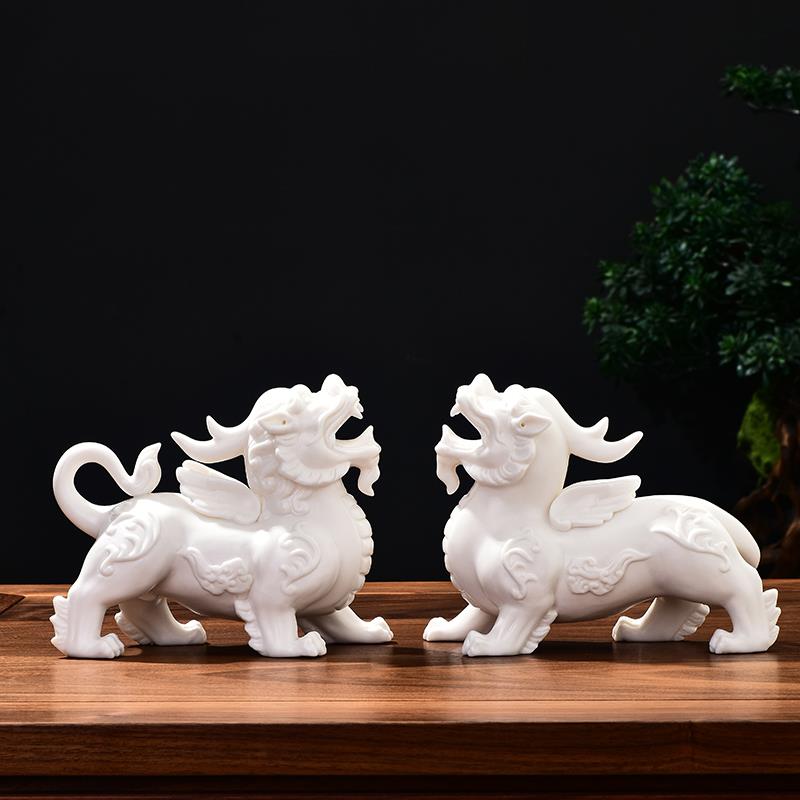陶瓷招财貔貅摆件一对中式玄关办公室家居装饰品店铺开业乔迁礼品