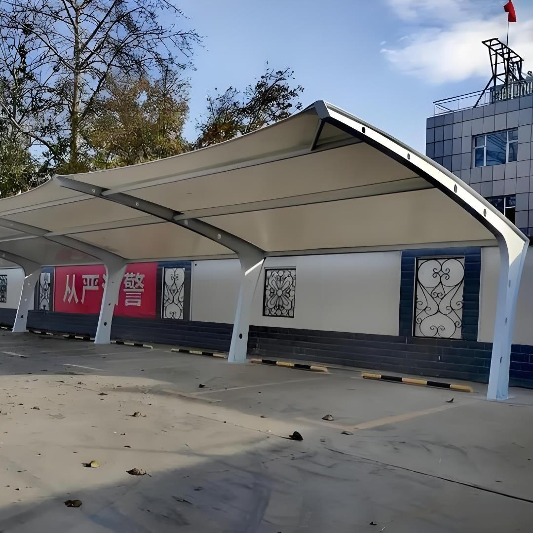 膜结构汽车停车棚电动车遮阳蓬轿车充电桩钢拉膜工厂车棚雨篷