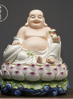 德化陶瓷弥勒佛摆件中式风格招财保平安创意弥勒佛桌面摆设