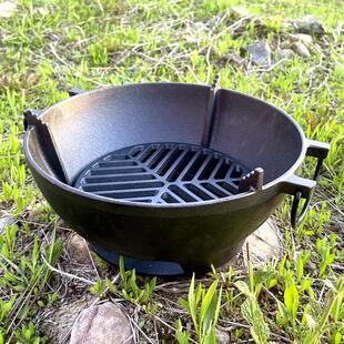 户外铸铁烧烤炉家用烤肉串炉子可携式木炭羊肉碳烤炉围炉煮茶加厚